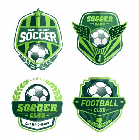 Set of football logo design templates | Premium Vector #Freepik #vector #background #logo #banner #vintage Football Logo Design, Sports Badge, Bola Basket, Cup Logo, Logo Banner, Sports Jersey Design, Soccer Logo, Football Team Logos, Sports Logo Design