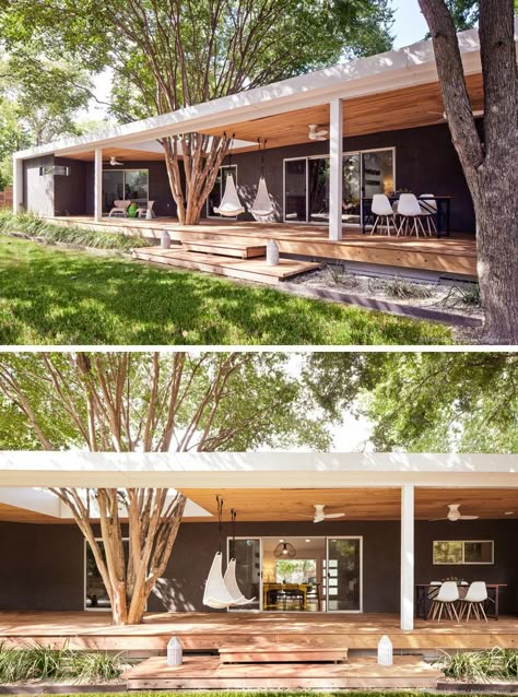 Modern Porch, A Modern House, Building A Porch, Ranch Style Homes, House With Porch, Ranch Style Home, Eco House, After Photos, Ranch Style