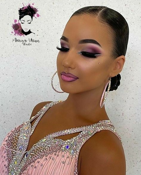 Ballroom Dance Makeup Tutorials, Latin Ballroom Makeup, Latin Dance Makeup, Ballroom Dance Makeup, Ballroom Competition Makeup, Dancesport Makeup, Comp Makeup, Ballroom Competition Hair, Dance Competition Makeup