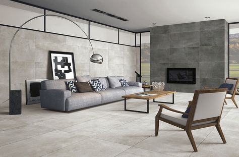 Noble Series | Wall Tile | Olympia Tile Concrete Floors Living Room, Large Floor Tiles, Grey Sofa Living Room, Tile Floor Living Room, Tile Adhesive, Living Room Tiles, Smart Home Design, Lounge Area, Renovation Ideas