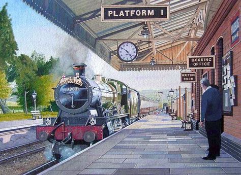 toddington-Frederick Lea Train Artwork, Old Steam Train, Railroad Art, Train Posters, Foto Top, Old Train Station, Steam Railway, Railway Posters, Indian Railways