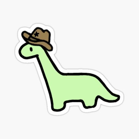 Cowboy Dinosaur, Dinosaur With Cowboy Hat Tattoo, Dino With Cowboy Hat Tattoo, Cute Green Dinosaur, Sticker Dino, Dinosaur Stickers Printable Free, Stickers Dinosaur, Easy Dinosaur Drawing, Cowboy Hat Drawing