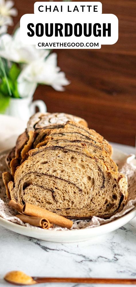 Chai Latte Sourdough Sourdough Discard Gingerbread Loaf, Maple Pecan Sourdough Bread, Chai Sourdough Bread, Eggnog Sourdough Bread, Winter Sourdough Recipes, Sourdough Flavored Bread, Gingerbread Sourdough, Flavored Sourdough Bread Recipes, Chai Bread Recipe