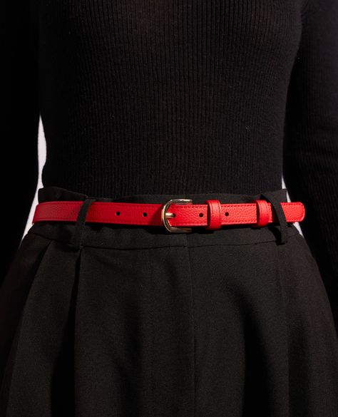 Our Gift To You 💌 Purchase any full-priced item to the value of $300 and enjoy a complimentary Bertie Belt.⁠ ⁠ Free BERTIE | https://alessandra.com.au/pages/free-gift-with-purchase #Alessandra⁠ Red Shoes Outfit, Red Belt, Boring Clothes, Red Outfit, Red Shoes, Work Fashion, Outfits Casuales, Black Outfit, Pebbled Leather