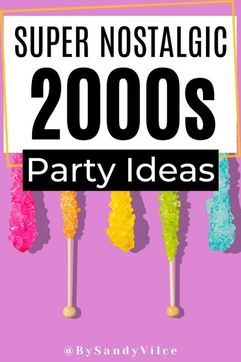 Super nostalgic 2000s party ideas 2000s Party Food, 2000s Cookout, 2000s Sleepover, 2000 Theme Party Ideas, 2000 Party Theme, Y2k Sleepover, 2000s Party Ideas, Y2k Themed Party, Y2k Party Theme