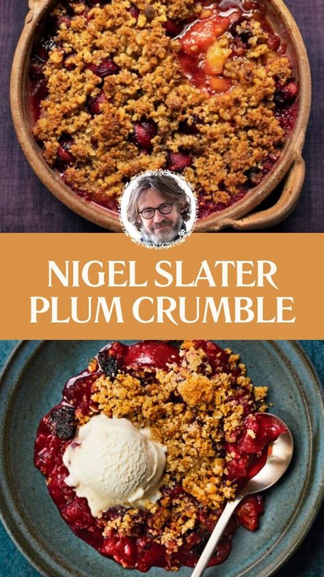 Nigel Slater Plum Crumble Plum Pie Recipe Easy, Fresh Plums Recipes, Overripe Plum Recipes, Plum Crumble Recipe, Plum Dessert Recipes, Plum Desserts, Sugar Plum Recipes, Plum Pie Recipe, Crumble Recipes