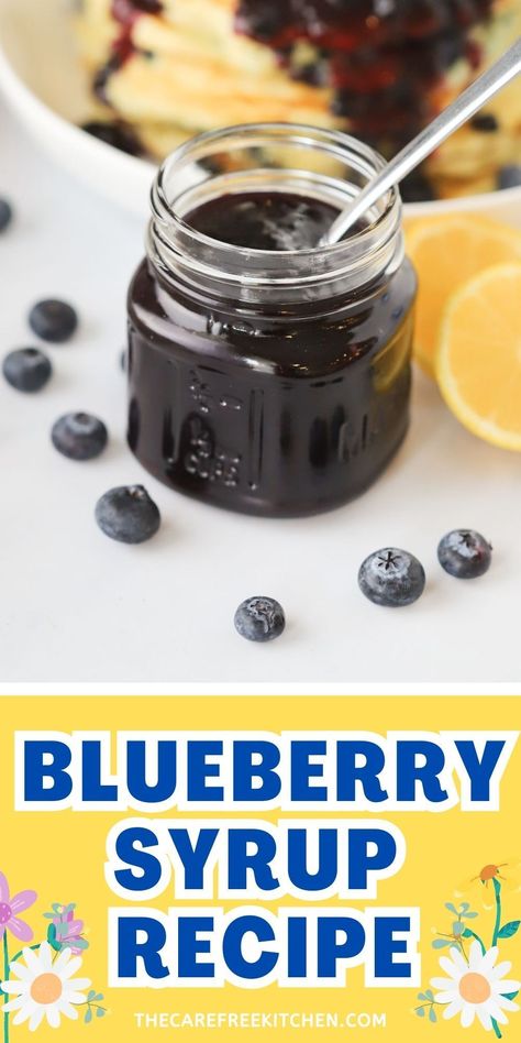 Learn How to Make Blueberry Syrup that takes about 10 minutes to prepare and uses simple ingredients. This Blueberry Syrup recipe is perfect for pouring over pancakes, waffles, French toast, and ice cream. How To Make Blueberry Syrup, Blueberry Syrup Recipe Canning, Blueberry Syrup Recipe For Drinks, Blueberry Syrup With Honey, Oatmeal Energy Balls Recipe, Homemade Blueberry Syrup For Pancakes, Blueberry Syrup For Pancakes, Blueberry Pancake Syrup, Blueberry Syrup Recipe