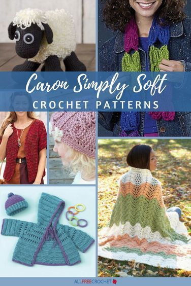 If you are looking for a luxurious yarn to work with on your next project, you are going to love these Caron Simply Soft yarn crochet patterns. Simply Soft Crochet Patterns, Caron Simply Soft Crochet Patterns, Easy Crochet Slippers, Caron Yarn, Crochet Patterns Free, Soft Crochet, Crochet Collection, Caron Simply Soft, All Free Crochet