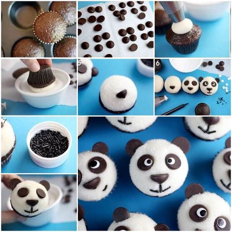 Cupcakes Decoration Diy, Hamburger Cupcakes, Panda Cupcakes, Bolo Panda, Panda Birthday Party, Babyshower Party, Creativity Ideas, Diy Cupcake, Panda Birthday