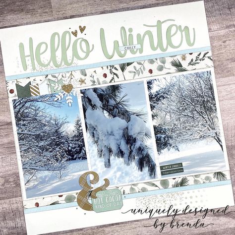 January Scrapbook Page, January Scrapbook, Scrapbook 2024, Scrapbook Layout Ideas, Winter Scrapbook Layouts, Winter Scrapbook, White Scrapbook, Scrapbook Christmas, Wedding Scrapbooking Layouts