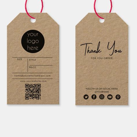 A professional business logo hand/swing tag with your business details, price, QR code and thank you message on the reverse. Simply customize and make it your own! Price Tags For Clothing, Price Signage, Price Tag Design, Hang Tags Clothing, Best Gift Baskets, Hang Tag Design, Clothing Brand Logos, Logo Hand, Fashion Logo Branding