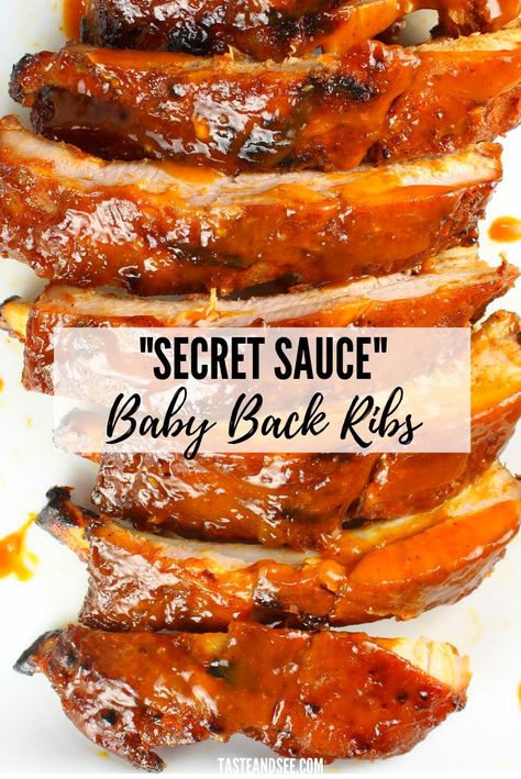 Bbq Rib Sauce, Easy Rib Recipes, Babyback Ribs Recipe, Oven Cooked Ribs, Bbq Baby Back Ribs, Rib Sauce, Power Bowls, Ribs On Grill, Back Ribs