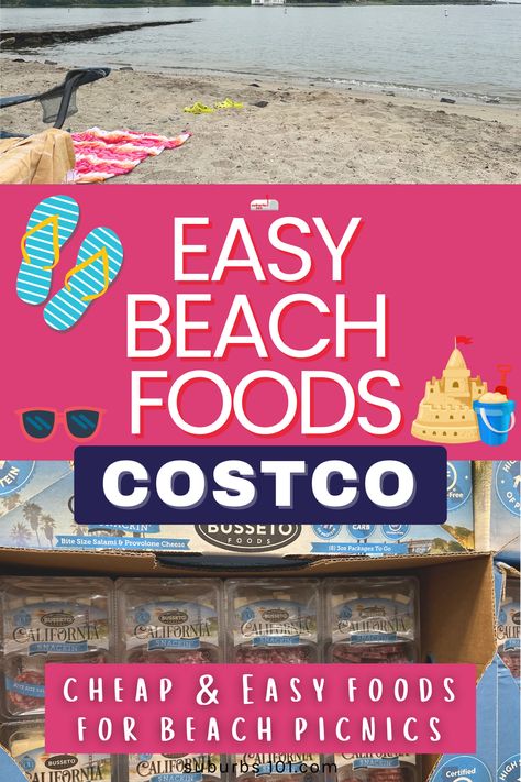 Need to pack easy foods for your beach trip? Buy your beach foods from Costco! Costco is a great place to shop for cheap and easy beach foods that are individually portioned. These beach snacks and foods are perfect for a day beach trip or beach picnic or even beach vacations. So here are the best foods to buy at Costco for your beach trip. Easy Beach Picnic, Beach Foods, Beach Picnic Foods, Costco Shopping List, Beach Snacks, Salami And Cheese, Costco Shopping, Easy Foods, Cheese Snacks