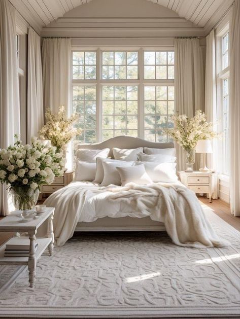 All White Bedroom, Nordic Winter, French Country Bedrooms, Shabby Chic Bedroom, Shabby Chic Bedrooms, Ideas Living Room, Home Decorating Ideas, Decoration Inspiration, Chic Bedroom