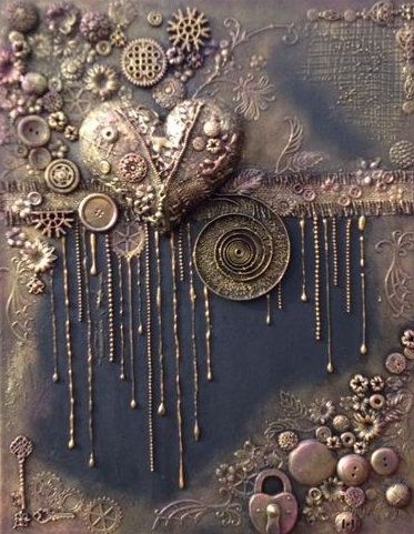 Steampunk Diy Crafts, Steampunk Mixed Media Art, Diy Steampunk, Anting Manik, Canvas Painting For Beginners, Old Jewelry Crafts, Steampunk Mixed Media, Mixed Media Art Techniques, Mixed Media Art Projects