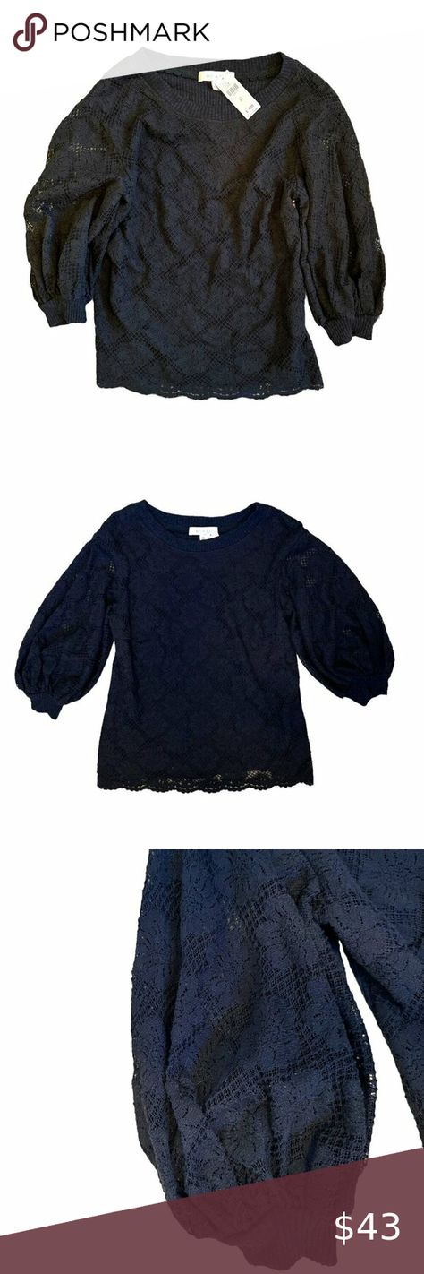 Anthropology Eri & Ali Black Lace Knit Puffy Sleeve Sweater Size XS Lighting In Kitchen, Puffy Sleeve Sweater, Sweater With Lace, Knit Sleeve, In Kitchen, Anthropology, Lace Knitting, Sweater Sleeves, Anthropologie Tops