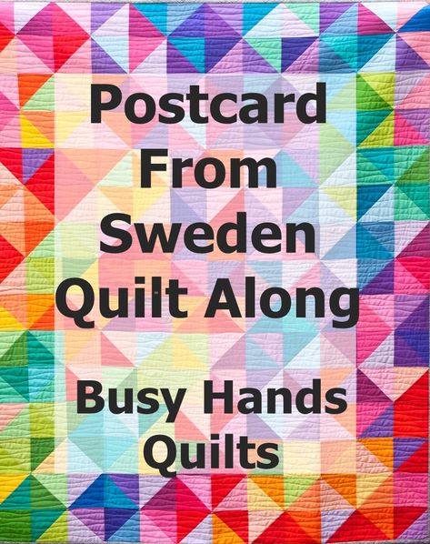 Postcard From Sweden Quilt, Puzzle Quilt, Pixel Quilting, Straight Line Quilting, Half Square Triangle Quilts, Place Mats Quilted, Sampler Quilts, Cat Quilt, Quilt Block Tutorial