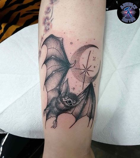 Bat Tattoos you’ll go Batshit Crazy for! 50+ Tattoo Designs, Placements and Styles Bat And Moon Tattoo, Vampire Bat Tattoo, Bat Tattoos, Bats Tattoo Design, Beetle Illustration, 50 Tattoo, Badass Drawings, Bat Tattoo, Forest Tattoos