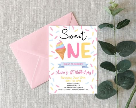 Cream Birthday Party, Ice Cream Birthday Party, Birthday Party Design, Third Birthday Party, 1st Birthday Party Invitations, Summer Ice Cream, Ice Cream Birthday, Fourth Birthday, 6th Birthday Parties