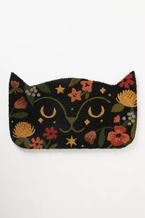 The Halloween Shop | Anthropologie Cat Doormat, Anthropologie Fall, Autumn Cat, Halloween Trends, Organic Ceramics, Glass Pumpkins, Coconut Fiber, Dog Bows, How To Distress Wood