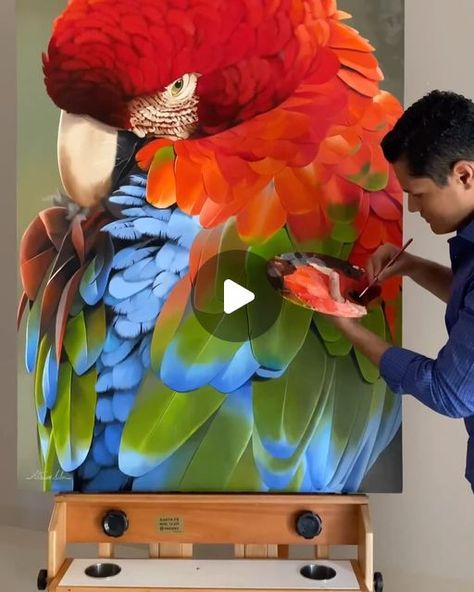 Hyperrealism Paintings, Parrot Painting, Parrots Art, Support Art, Wildlife Artists, February 10, Hyperrealism, Realistic Art, Bird Drawings