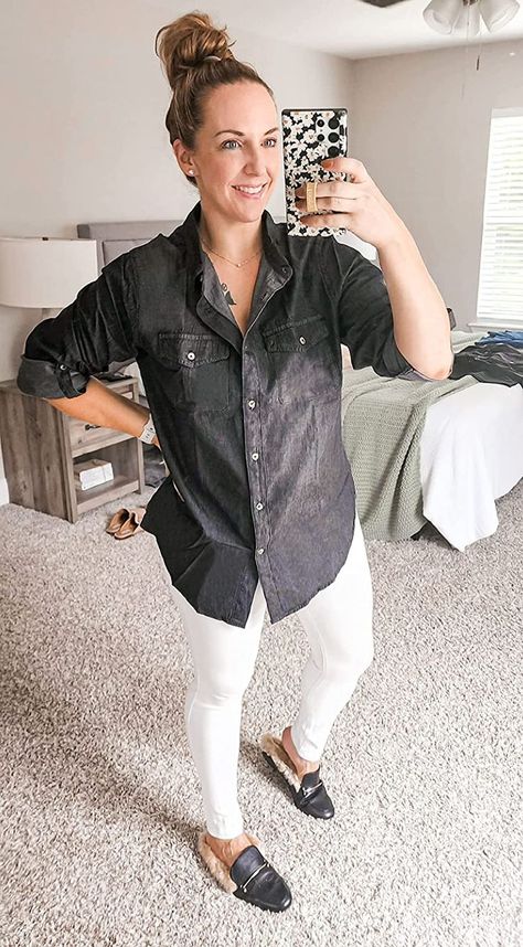 Trending Style // Complete a stylish street outfit wearing this black button down denim shirt. Long Denim Shirt, Womens Denim Shirt, Street Outfit, Pocket Top, Black Button, Shirt Collar, Denim Shirt, Button Downs, Button Down Shirt