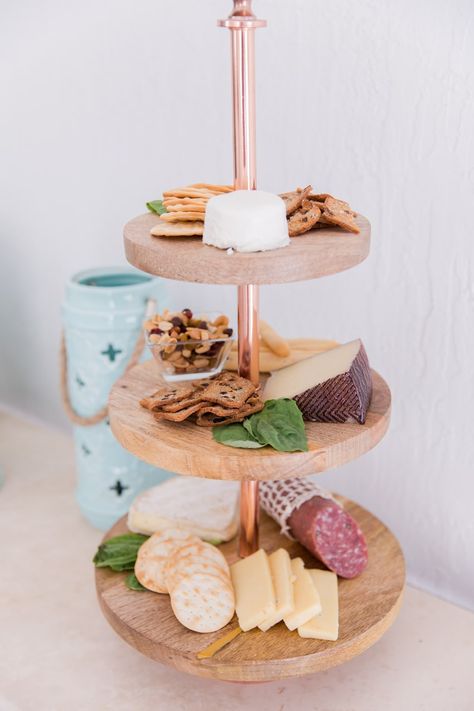 Spring Party Menu Tiered Cheese Board, Two Tier Charcuterie Board, 3 Tier Charcuterie Board, Christmas Cheese Boards, Cheese Ideas, Antipasti Platter, Fondue Fountain, Celebration Decorations, Healthy Crackers