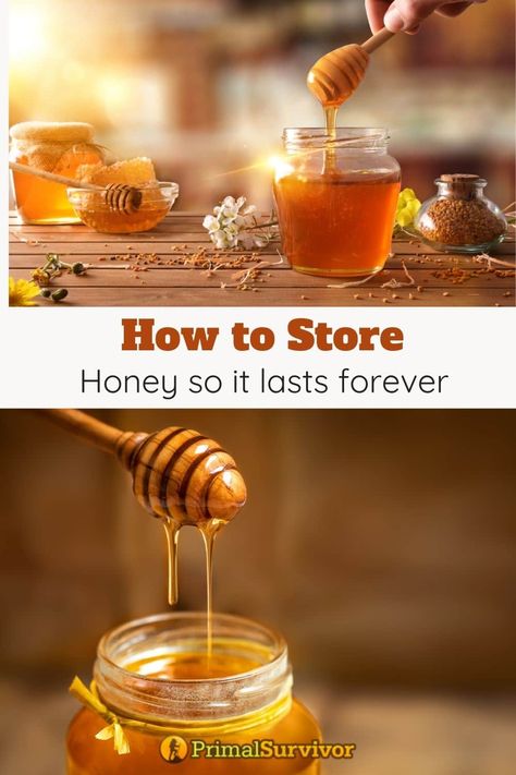 Storing Honey Best Way To, How To Store Honey, Honey Storage, Best Emergency Food, Honey Container, Honey Store, Prepper Food, Jar Food, Helpful Hacks