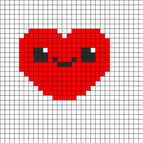 Cute Kawaii Heart Perler Bead Pattern | Bead Sprites | Misc Fuse Bead Patterns Pixel Art Coeur, Kawaii Heart, Melty Bead Patterns, Fuse Bead Patterns, Art Perle, Pony Bead Patterns, Hama Beads Design, Perler Bead Templates, Bead Sprite