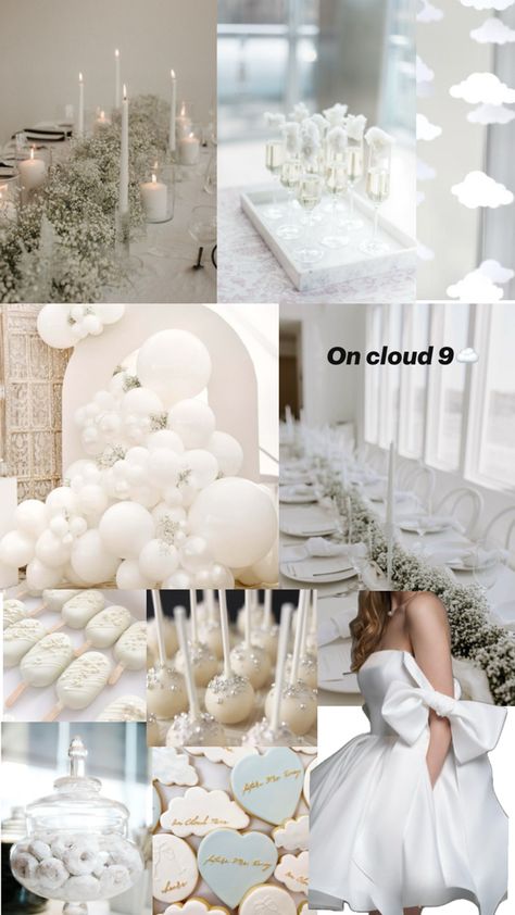 Cloud 9 Wedding, Wedding Shower Theme, Fancy Baby Shower, Pearl Bridal Shower, Classy Baby Shower, Baby Shower Theme Decorations, Moon Baby Shower, Baby Shower Woodland Theme, Baby Shower Brunch