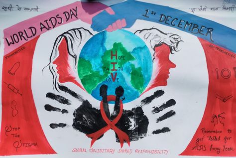 This is an AIDS awareness posters Worlds Aids Day Posters, Aids Day Poster Design, Hiv Awareness Posters, Hiv Aids Awareness Posters, Hiv Aids Art Poster, Aids Awareness Poster Art, World Aids Day Posters, Aids Poster Design Art, Hiv Poster