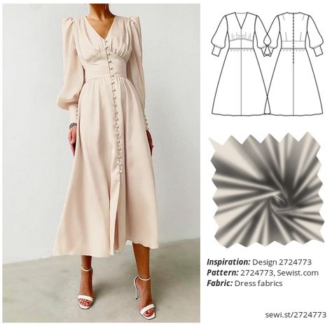 Wrap Dress Pattern Sewing, Sewing Cottagecore, Long Sleeve Dress Pattern, Vintage Dress Sewing Patterns, Vintage Clothes Patterns, Party Dress Patterns, Dress Sewing Patterns Free, Long Dress Patterns, Evening Dress Patterns