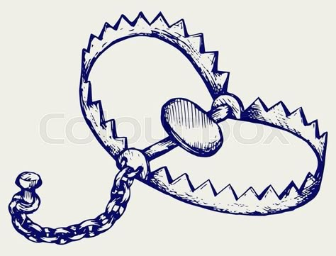 Bear Trap Illustration, Heart Bear Trap Tattoo, Bear Trap Drawing, Bear Trap Tattoo, Trap Illustration, Trap Drawing, Trap Tattoo, Bear Traps, American Traditional Tattoo Ideas