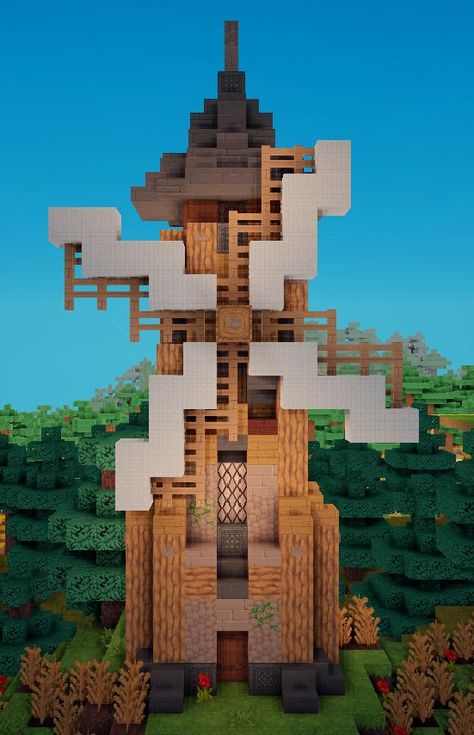 Minecraft Camp, Minecraft House Decor, Cottage Minecraft, Minecraft Kingdom, Modern Minecraft Houses, Windmill House, Minecraft Banner Designs, Minecraft Farm, Windmill Design