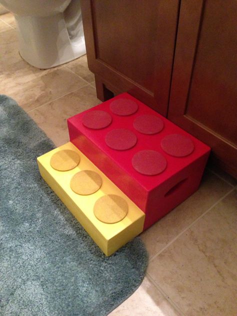 Lego Step Stool by WooderfulCreations on Etsy, $50.00 Lego Bathroom Ideas, Lego Bathroom, Lego Room Ideas, Lego Bedroom, Kids Bathroom Accessories, Bathroom Remodel Cost, Step Stools, Woodworking Projects For Kids, Step Stool Kids