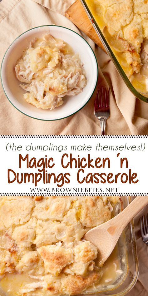 Chicken Dumplings Casserole, Crockpot Biscuits, Baked Chicken And Dumplings, Chicken And Dumplings Casserole, Dumplings Crockpot, Chicken Dumpling Casserole, Dumpling Casserole, Magic Chicken, Chicken Dumpling