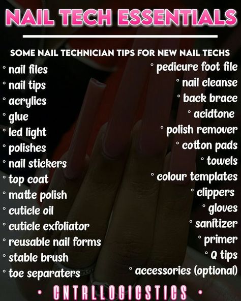 1352.Don't miss out on the latest nail trends! Click link for all the juicy details! #nails #nailtools #nailtrend Nail Business Supplies, Nail Tech Prices Guide, Gel Nail Supplies List, Things You Need To Start Doing Acrylic Nails, What Do You Need To Start A Nail Business, Nail Tech Tips For Clients, Nail Essentials For Beginners, Starting Nail Tech, Self Taught Nail Tech Tips