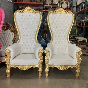 Gold Throne Chair, Gold Throne, Rococo Interior Design, Red Leather Chair, Rococo Interior, White Leather Chair, Royal Chair, Black Leather Chair, Chair Frame