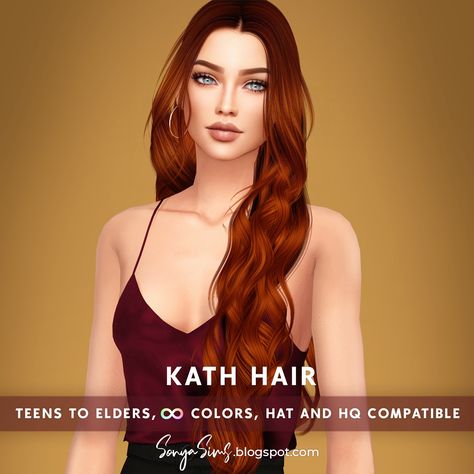 Sonyasims Hair, Sims 4 Cc Mom Hair, Sims Hair Patreon, Sims 4 Ginger Hair Cc, Sims 4 Ginger Hair, Sims 4 Cc Patreon Hair Long, Sims 4 Cc Long Wavy Hair, Sims 4 Red Hair, Ts4 Female Hair