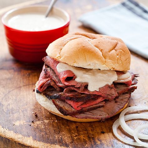 Forget low and slow. Baltimore's 'barbecue' tradition pits a mammoth cut of beef against the direct heat of the grill. We set out to unlock the secrets of this beloved sandwich. Cajun Roast, Paprika Pasta, Pit Beef, Roast Beef Sandwich, Sirloin Roast, Donut Toppings, Kaiser Rolls, Sandwich Ideas, Sandwich Bar