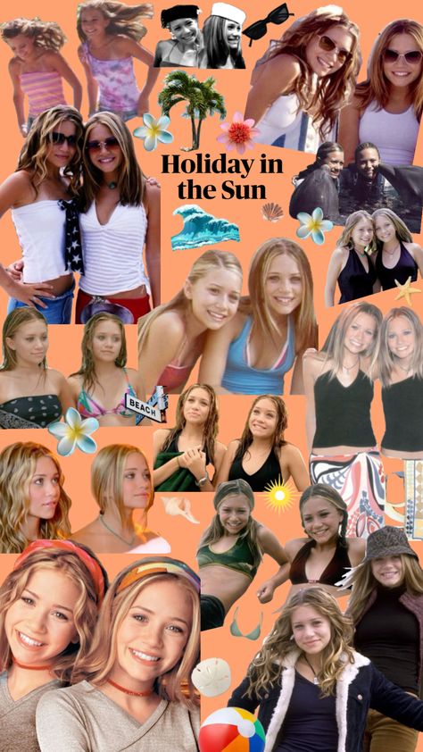 Holiday in the Sun (Ashley on right sides in all pics in collage) Holiday In The Sun Movie, Olsen Twins Movies, Olsen Twins Full House, Holiday In The Sun, 2000s Hair, Ashley Mary Kate Olsen, Michelle Tanner, Mary Kate Ashley, Olsen Twins