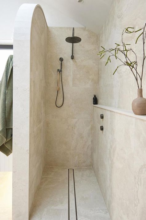 The Block 2023, Master Ensuite Bathroom, Organic Modern Bathroom, Wall Tiles Design, Master Ensuite, Stone Bathroom, Ensuite Bathrooms, Ensuite Bathroom, Bathroom Inspiration Decor