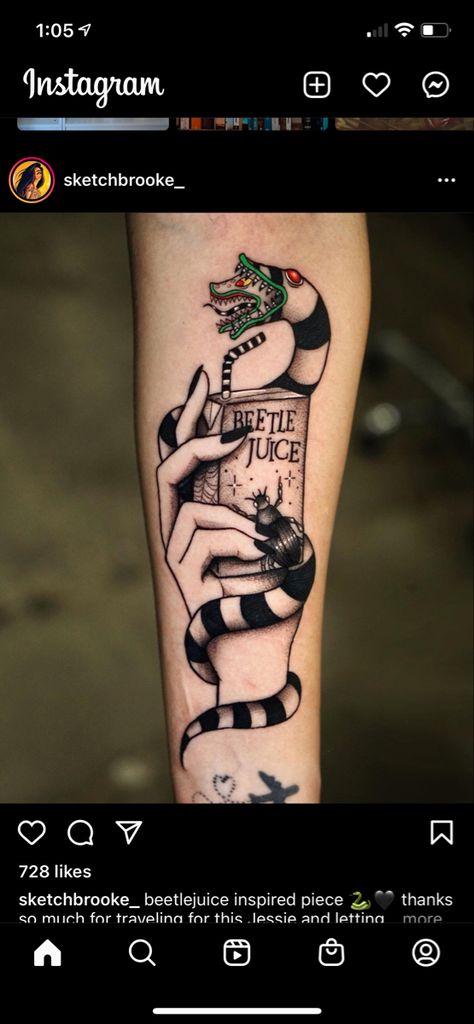 Beetle Juice Sandworm Tattoo, Anatomical Tattoos, Beetlejuice Tattoo, Tarot Card Tattoo, Doll Tattoo, Movie Tattoos, Spooky Tattoos, Card Tattoo, Halloween Tattoos