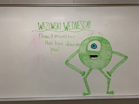 Wednesday Whiteboard Ideas, Halloween Whiteboard Prompt, Handwriting Prompts, Wednesday Whiteboard, Gm Wednesday, Morning Questions, Whiteboard Drawings, 7th Grade Writing, Whiteboard Prompts