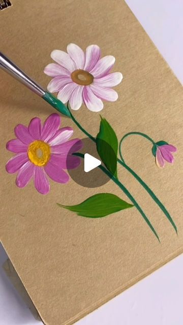 How To Paint Acrylic Flowers On Canvas, Drawing Pink Aesthetic, Spring Flower Painting, Cookie Flowers, Genuine Happiness, Painting Flowers Tutorial, Acrylic Painting Diy, Flower Painting Canvas, Peace Art