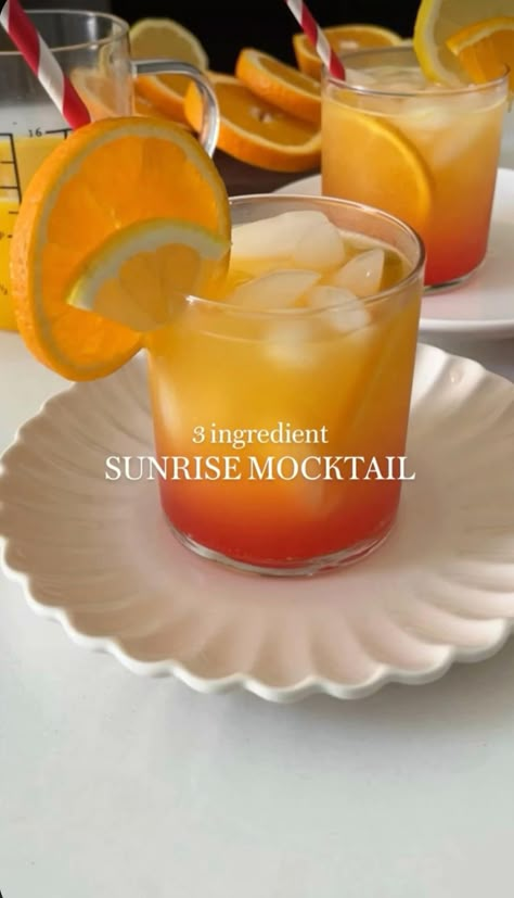 Whip up a refreshing sunrise mocktail with just a few simple ingredients: orange juice, lemon-lime soda, and a splash of grenadine syrup. Serve over ice for a delightful nonalcoholic treat. For the complete recipe, visit the link. Perfect for any occasion, this drink is a vibrant addition to your mocktail repertoire. #mocktails #nonalcoholic #cocktails #sunrise Sunrise Mocktail, Mocktail Drinks, Fun Drink Recipe, Iced Drinks Recipes, Tea Drink Recipes, Drink Recipes Nonalcoholic, Refreshing Drinks Recipes, Mocktail Recipes, Tandoori Masala