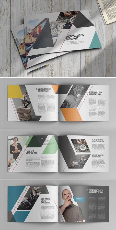 Simple Landscape Brochure Design A5 Landscape Brochure Design, Landscape Catalogue Design, Landscape Flyer Design, Creative Brochure Layout, Landscape Brochure Design, Indesign Layouts, Landscape Magazine, Leaflet Layout, Business Folder