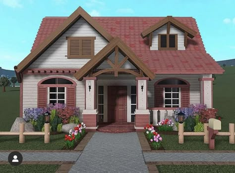 Cottage Core Bloxburg House, Bloxburg Cottage, House Plans With Pictures, House Decorating Ideas Apartments, Small House Layout, Tiny House Layout, Diy House Plans, House Floor Design, House Design Pictures