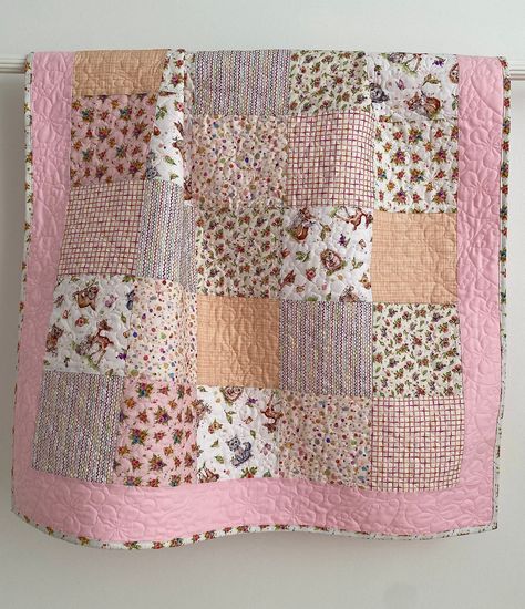 Girls Patchwork Quilt, Modern Baby Girl, Crib Quilts, Nursery Quilt, Modern Patchwork, Keepsake Quilting, Patchwork Baby, Handmade Baby Quilts