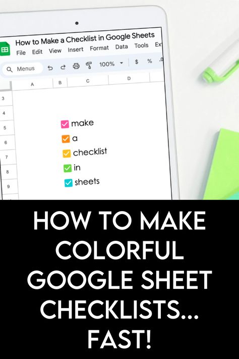 Looking to create checklists in Google Sheets? I can help you make those checklists, FAST! I'm sharing all the shortcuts to create colorful checklists (with custom colors!) and how you can create them so quickly. Head to this page to make a checklist right now... Desktop Makeover, Google Sheets Tips, Google Drive Organization, Google Hacks, Google Suite, Computer Organization, Google Sheets Templates, Google Training, Technology Teacher